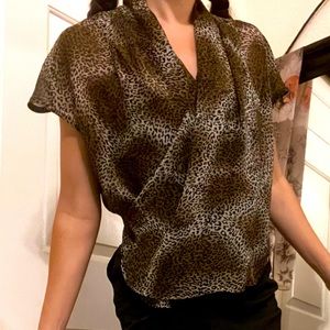 Vintage 90s le Caviar semisheer animal print chiffon blouse
